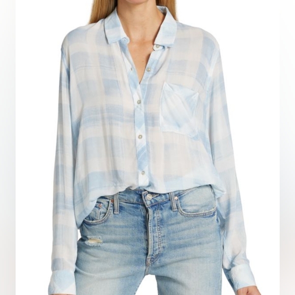 Rails Josephine Plaid Long Sleeve Button Up Lightweight Sheer Shirt Size Small - Picture 1 of 16